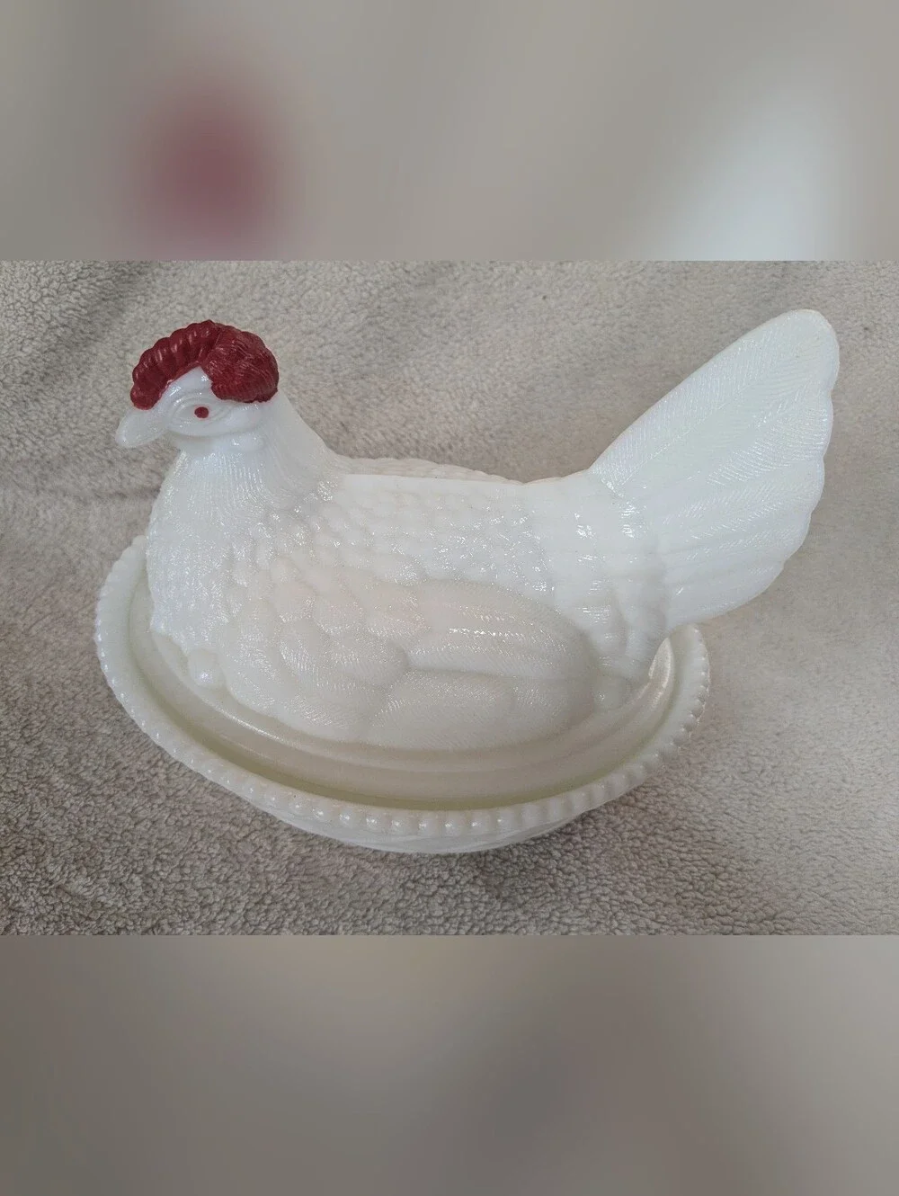 Westmoreland Vintage Chicken/Hen White Milk Glass Serving Dishes